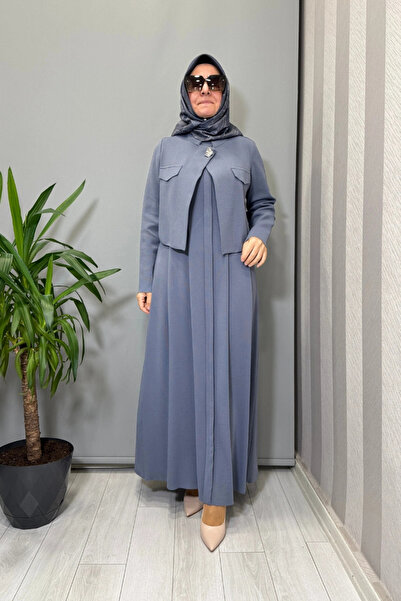 MISS DALIDA Knitwear Dress Jacket Set Lead T25Pf-0003