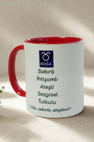 Ahinur Mutfak Taurus Porcelain Mug – Patient, Passionate, Intuitive and Magnificent Design Mug