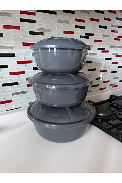 zemihra 3 Boy Plastik Kapaklı Hamur Leğeni Badya Un Kutusu Kabı 1.7- 3.5- 5 L...