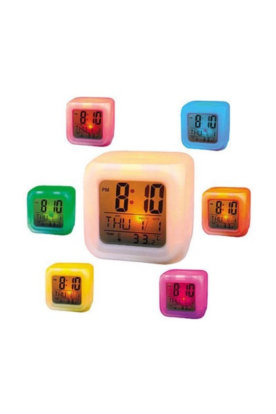 OEM Luminous cube-shaped alarm clock, thermometer, calendar, alarm