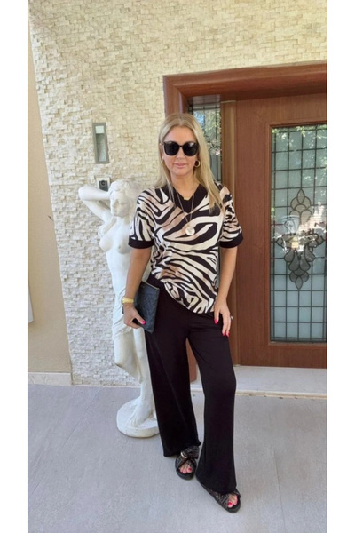 GENCULUS Women's Zebra Patterned Double Set