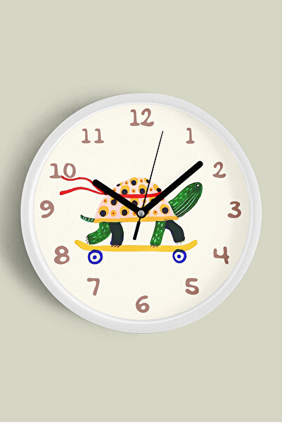 JHAAR Ceas de perete modern Broasca Țestoasă pe Skateboard - Ceas de perete p...