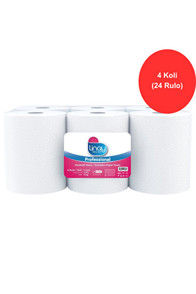 Linay Fotoselli Paper Towels 6 Rolls X 4 Boxes – Total 24 Rolls, 2-Ply, 21 cm X 67 M, 100% Cellulose