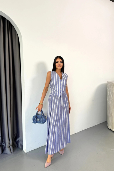 GENCULUS Linen Stitching Yeek Long Skirt Jewelry Avi