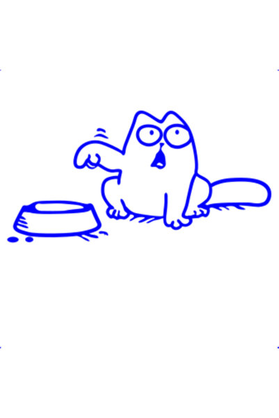 Oracal 651 Decorative wall, car and window sticker, Cat with bowl, 19cm, blue