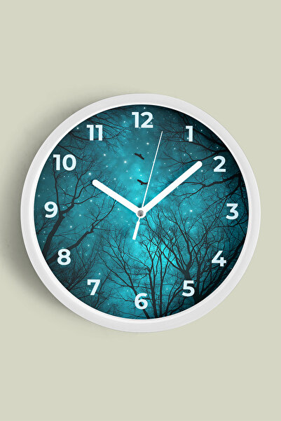 JHAAR ساعة حائط حديثة بتصميم تجريدي للرؤية الليلية - 25 سم - هيكل أبيض مع زجا...