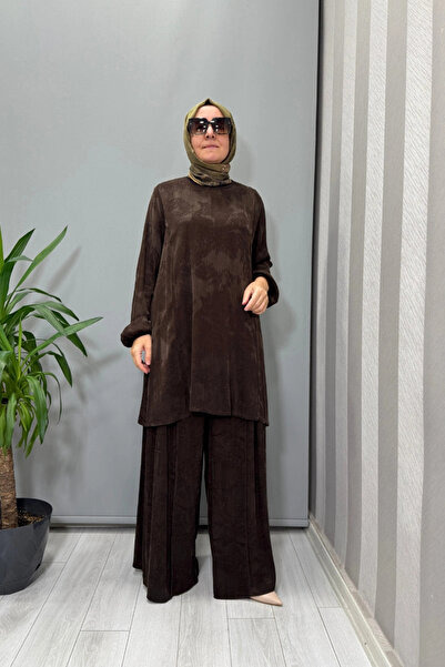 MissWhence Cupro Jacquard Tunic Set Brown 38010