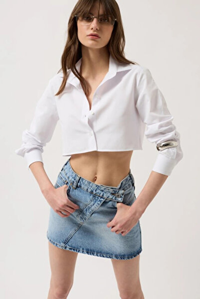 GENCULUS Asymmetrical Belt Denim Mini Skirt