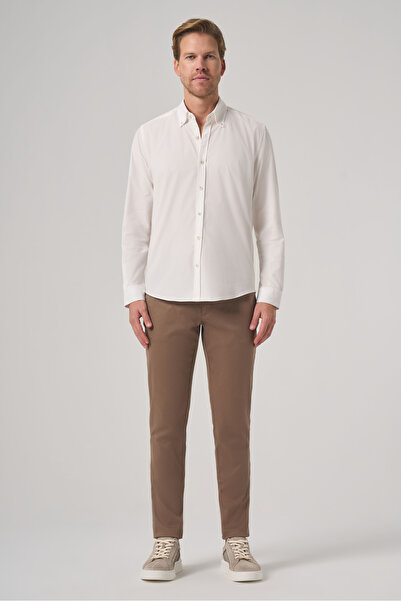 Morven Men's White Cotton Trend Dynamic Fit Button Collar Shirt