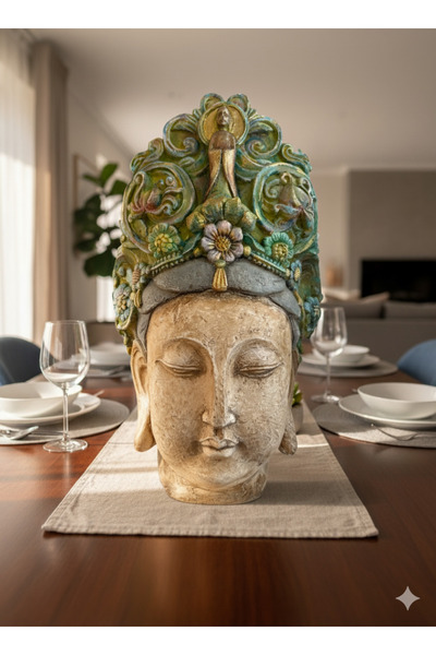 İki Cadı Tasarım Dev Buda Heykeli Polyester Dekoratif Obje-44 X 24 CM