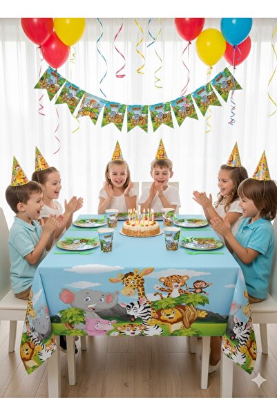 partylady Safari Themed Party Set (Service for 8 People + Decoration)