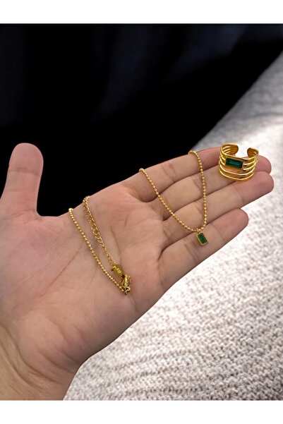 NEW STYLE A stunning set consisting of a 37 + 5 cm choker and a one-size-fits-all stainless steel ring, presented in a suitable gift box.