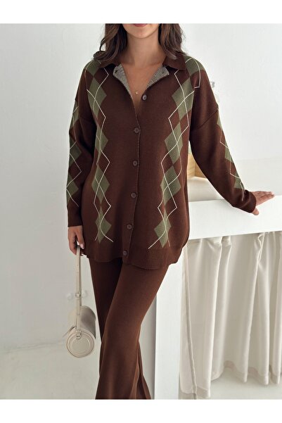 Noi Belis Oversized Baklava Detailed Knitwear Bottom-Top Set Aw25Au0037