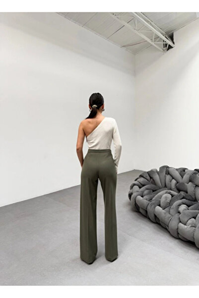 GENCULUS 230 Gr Poly Viscose Lycra Metal Button Palazzo Trousers