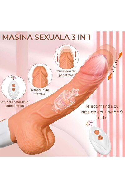 Obsessia Masina de sex PoundMe, 10 moduri vibratie si penetrare, cu telecomanda, jucarii sexuale, 19 cm