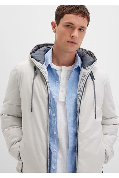 Mavi 0110352 Hooded Inflatable Coat Men's Coat Stone