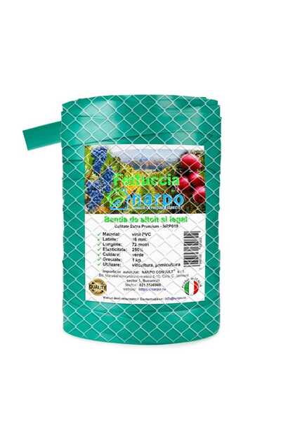 Narpo Banda de altoit si legat pentru grefe, 16 mm, 72 metri, extra PVC plastifiat, verde, elastica, bobin