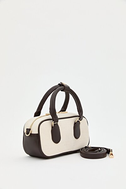 Nihan Kontrast Çapraz Askılı Çanta Bej