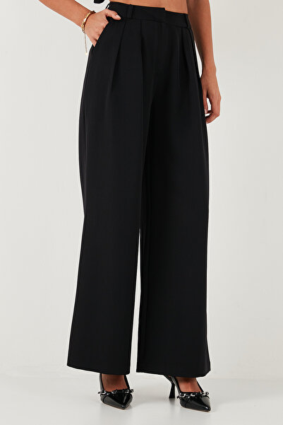 Lela Wide Leg High Waist Wide Leg Pants with Pile Detail Pants 6522016