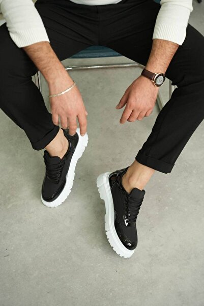 KAZAX Ανδρικά παπούτσια casual KB-X201 Kuback από μαύρο λουστρίνι από δέρμα αλεξίπτωτου