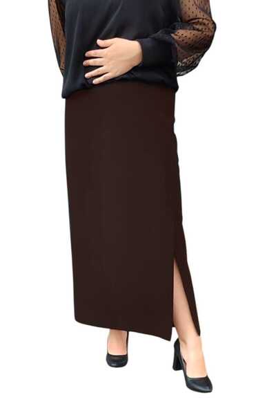 Butik Plus Size Above-The-Knee Slit Lined Skirt