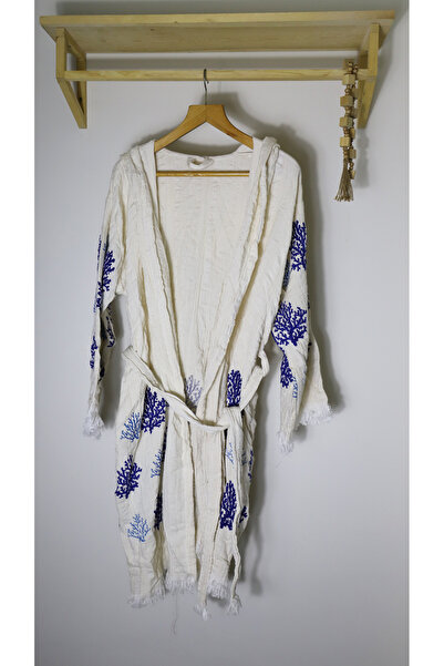 AQUATOLIA Muslin Dark Blue Coral Bathrobe
