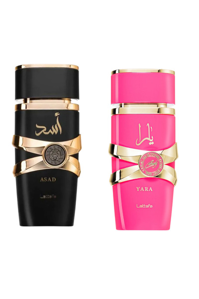 lattafa Set of 2 Perfumes – Yara Candy Women 100ml + Asad Men 100ml – Perfect Gift for Couples