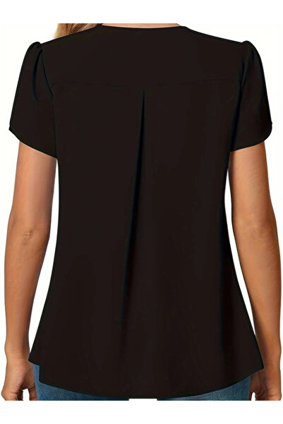 GENCULUS Short Sleeve V-Neck Sandy Blouse