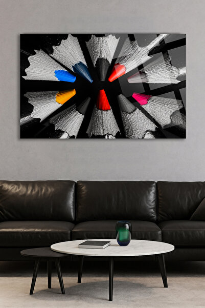 TAULART Tablou din sticlă cu design abstract colorat cu vârf de creion Tablou...