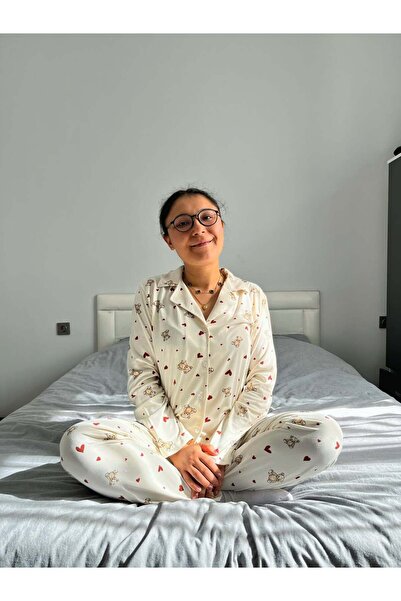 Marka Teddy Cotton Front Buttoned Pajama Set