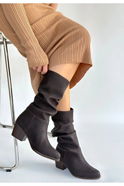thebestnzm Evyora Yior Brown Nubuck Heeled Boots