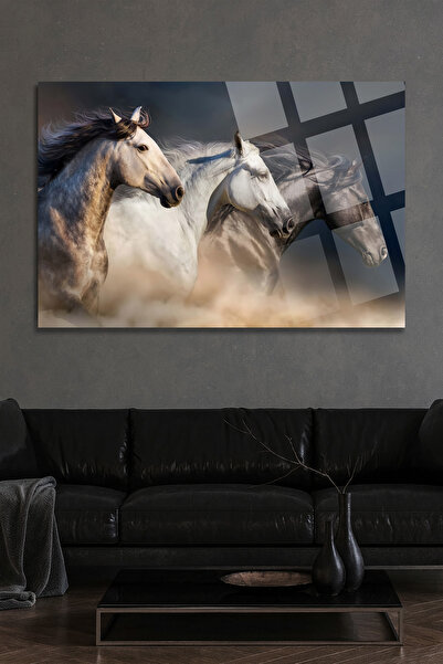 TAULART Horizontal Running Horse Painting Glass Painting Home Gift Modern New Generation Luxury Glass Painting Live Colors