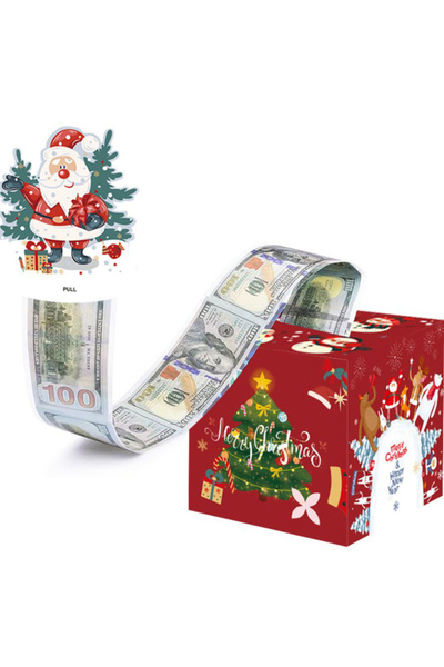miraza Money Gift Box, Christmas Decoration with Santa and Tree, Banknote Pulling Mechanism