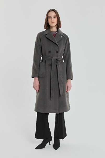 Nihan Kuşaklı Kruvaze Balıksırtı Kaban Siyah