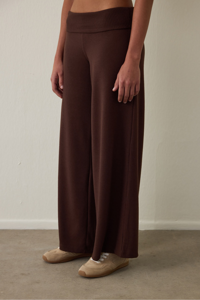 Penti Brown Wide-Leg Folded High-Waisted Pants