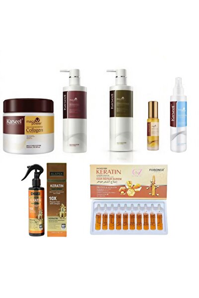 Karseell Πλήρες σετ περιποίησης μαλλιών με κολλαγόνο - Μάσκα, σαμπουάν, μαλακτικό, λάδι, κρέμα χωρίς ξέβγαλμα, προστασία από τη θερμότητα
