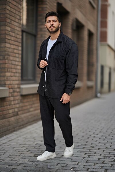 BİRBEYSTORE Lower Upper Set Velvet Men's Tracksuit Set Shirt Elastic Waist Lower Tracksuit Comfortable Fit