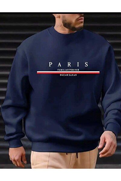 Lerix mod LERİXMOD laciwert unısex kadın erkek bisiklet yaka oversize iki iplik sweatshirt