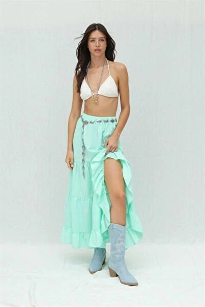 GENCULUS Audrey Frilly Slit Detail Skirt 4037