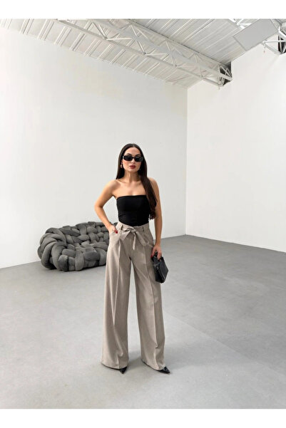 GENCULUS    Sante Striped Waist Belted Palazzo Trousers