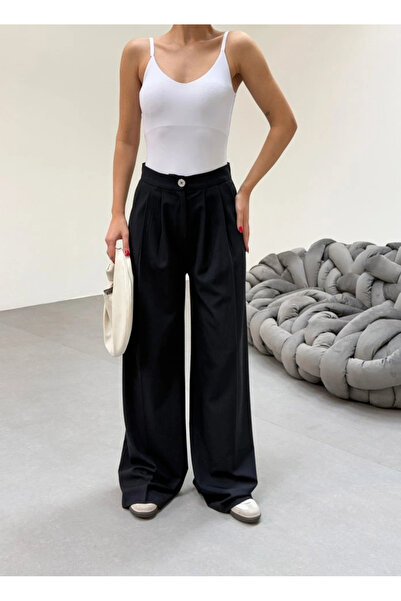 GENCULUS    230 Gr Poly Viscose Full Lycra Pleated Palazzo Trousers