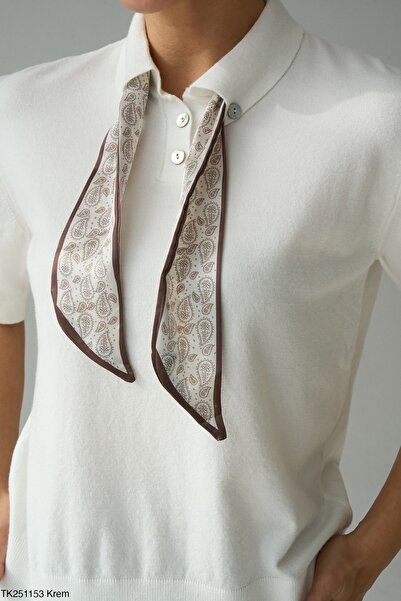 CADDELAMODA Women's Scarf Polo Neck Knitwear