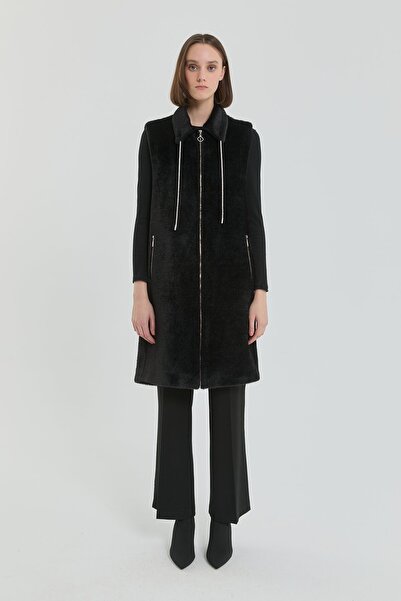 Nihan Parlak Aksesuarlı Angora Yelek Siyah