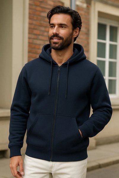 DAMGA JEANS Cardigan lung pentru bărbați, albastru marin, supradimensionat de...