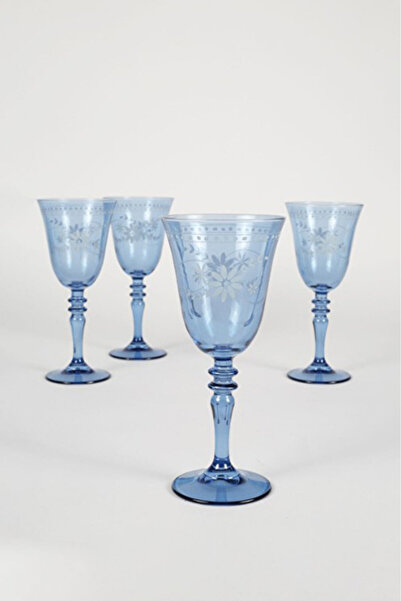 Rakle 3 ADET Nazenin 4lü Su Kadeh Seti Mavi 270cc Nzn141