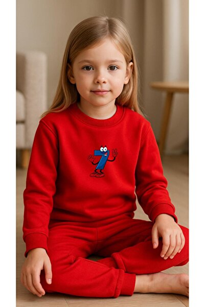 playwear سترة رياضية للأطفال YEDİ B مطبوع للفتيات والأولاد برقبة دائرية 3 4-5...