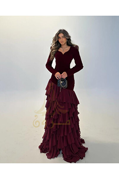 Mazoon Fashion فستان جوخ تنورة شرائط شيفونMEZON FASHION