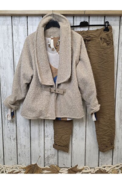 pudubutik Beige Felt Kimono Jacket