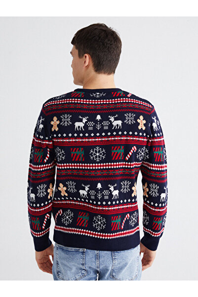 LC Waikiki Crew Neck New Year's Themed Men's Knitwear Sweater