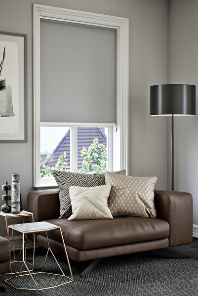 Auralight Lazer Kesim Düz Mat Gri Zebra Stor Perde , Güneşlik Perde Etek Düz,...